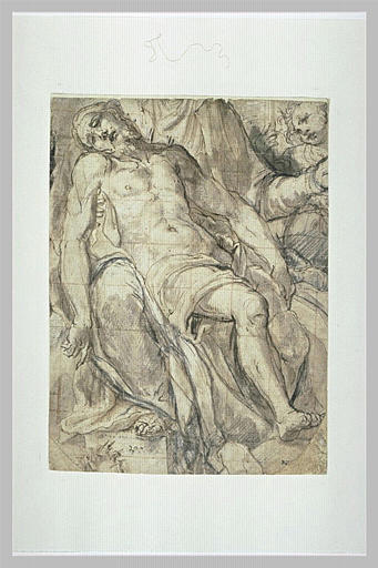 Le Christ mort dans les bras de la Vierge, un ange à droite