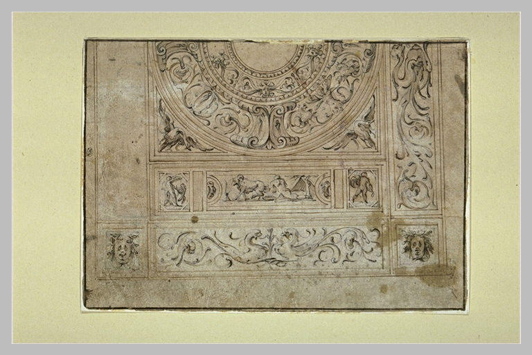 Etude d'un demi plafond orné de rinceaux