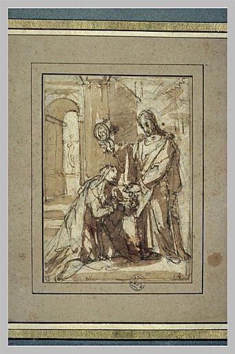 Sainte Catherine de Sienne à genoux, choisissant la couronne d'épines