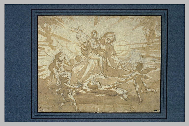 Le Christ accueillant une âme au purgatoire dans une gloire d'anges