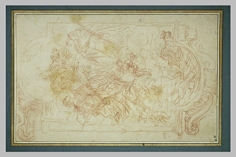 Projet pour un plafond avec la Vierge à l'Enfant entre deux saints martyrs