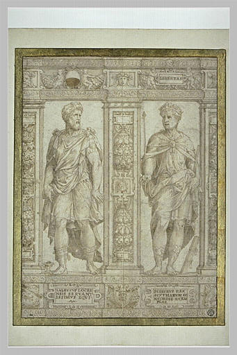 Partie de frise avec deux statues de Zaleucus et Scilurus