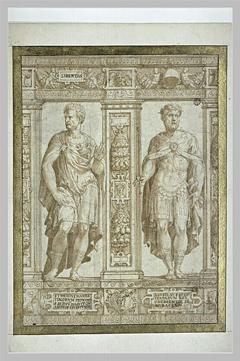 Partie de frise avec deux statues de Sthenius et Agésilas