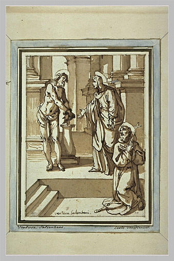 Le Christ à la colonne, la Vierge Marie et saint François à genoux