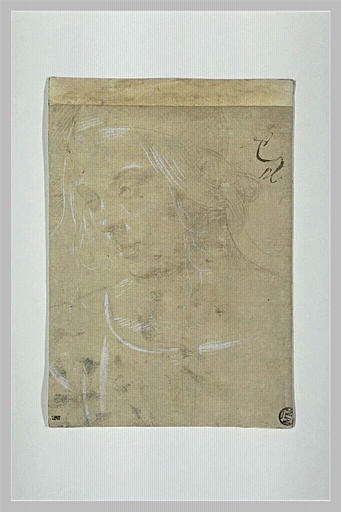 Tête de jeune fille, vue de trois quarts et penchée vers la gauche