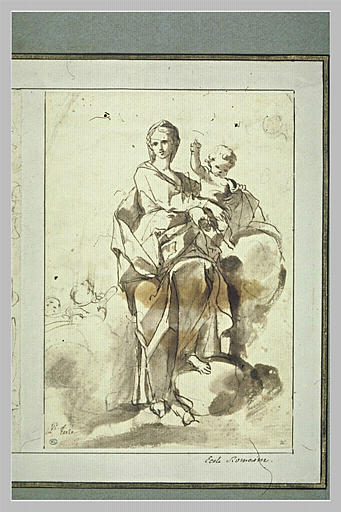 Vierge à l'Enfant debout, un pied sur le globe terrestre