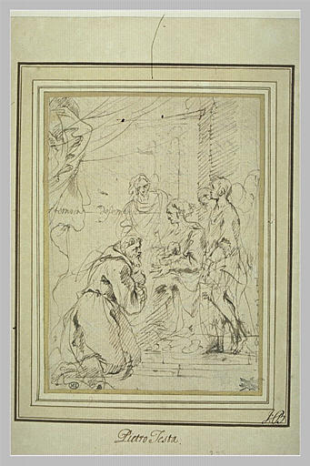 Saint François adore l'Enfant Jésus couché sur les genoux de sa mère