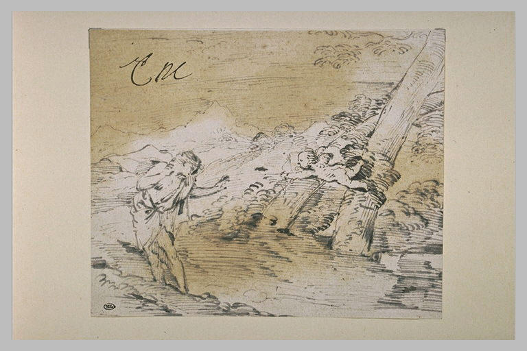 Cupidon et Narcisse dans un paysage
