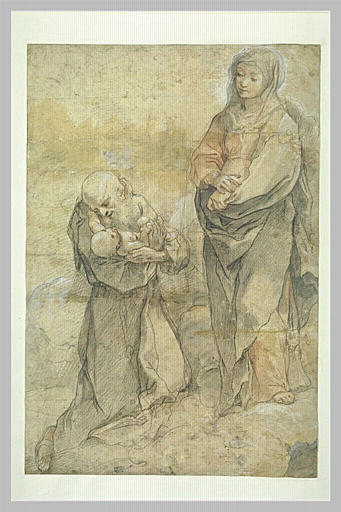 Saint François tenant l'Enfant dans ses bras, devant la Vierge