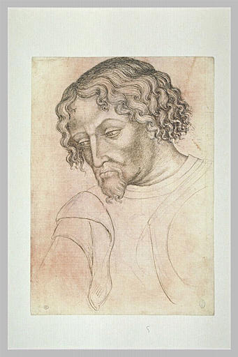 Buste d'homme barbu, la tête de trois-quarts penchée vers la gauche