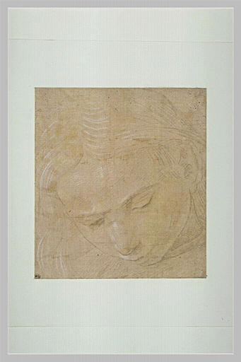 Tête de jeune homme, vue de trois quarts et penchée en avant