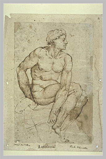 Jeune homme nu, assis, de profil vers la droite