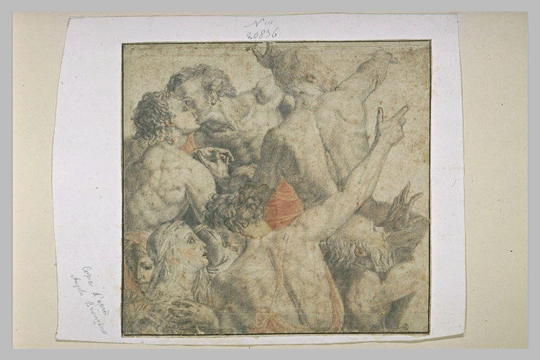 Six demi-figures groupées regardant vers la droite