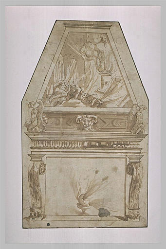 Etude de décoration pour une cheminée avec la mort des fils d'Aaron