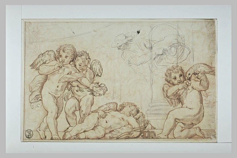 Trois amours et l'Amour endormi ; étude d'un homme de profil