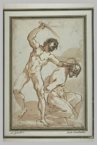 Martyr prêt à être décapité par un homme armé d'un sabre