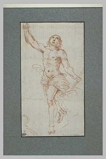 Une figure d'homme nu, debout, le bras droit levé