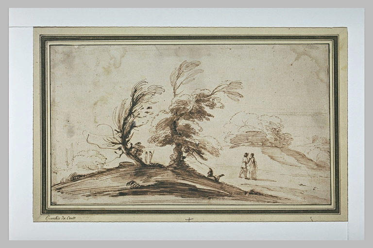 Paysage avec deux couples et un musicien, entre des bouquets d'arbres