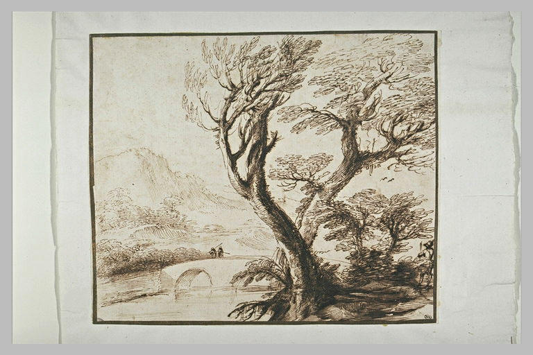 Paysage avec deux figures sur un pont