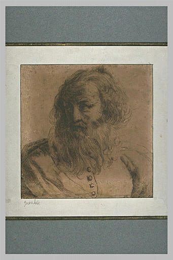 Tête de vieil homme barbu, regardant à gauche