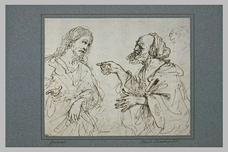 Le Christ et un apôtre, et esquisse d'une troisième figure