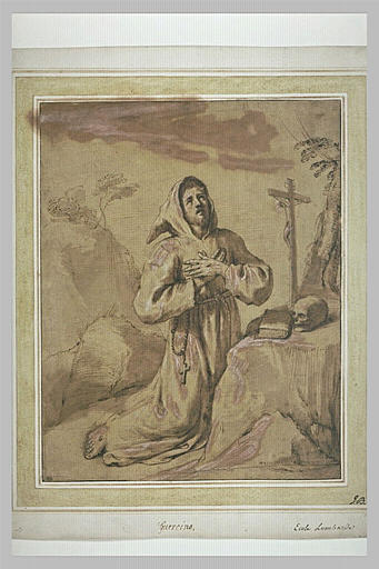 Saint François à genoux devant un crucifix
