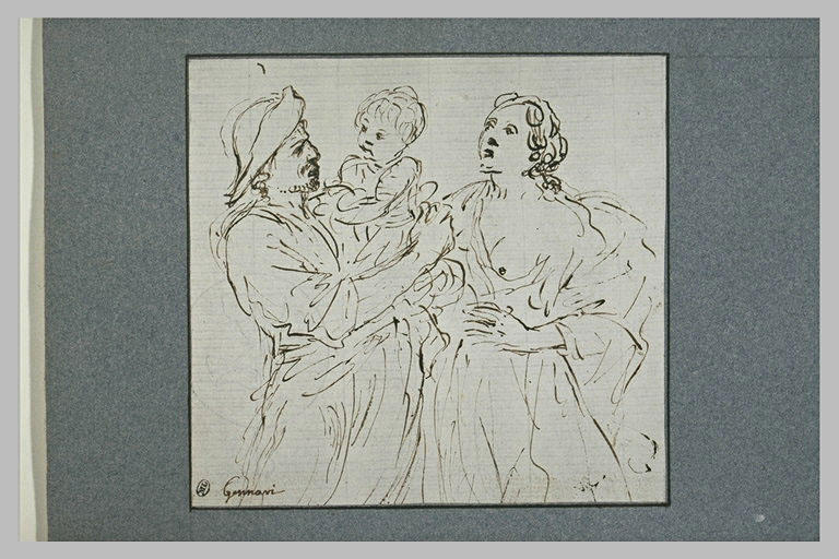 Un soldat enlevant un enfant à une femme