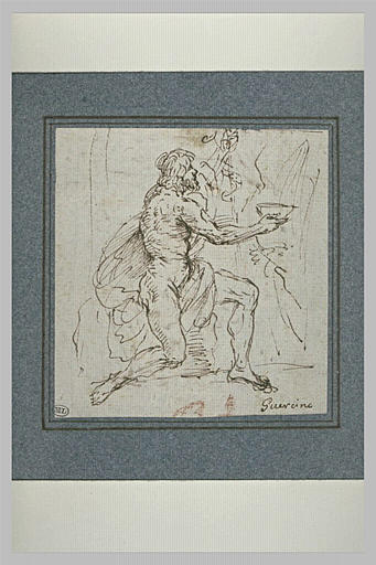 Saint Jean-Baptiste, assis, de profil, tenant une coupe