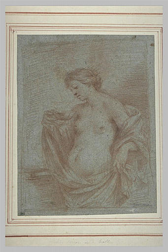 Etude d'une femme demi nue tenant une coupe