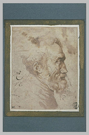 Portrait de Michel-Ange de profil vers la droite