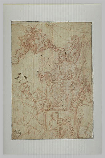 La Vierge et l'Enfant sur un trône entourés de deux saints