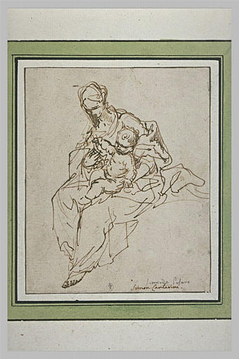 La Vierge assise avec l'Enfant Jésus sur les genoux