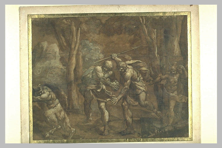 Bergers poursuivant un satyre