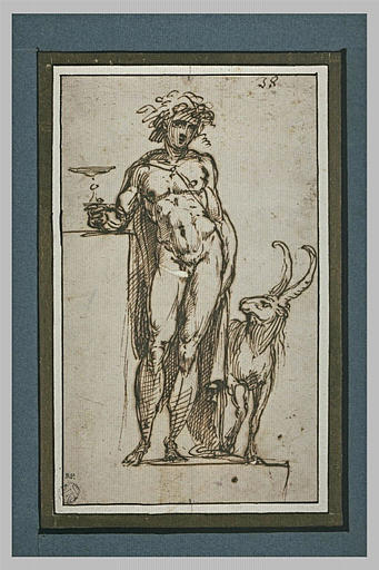Bacchus debout, une coupe à la main, à côté d'un bouc