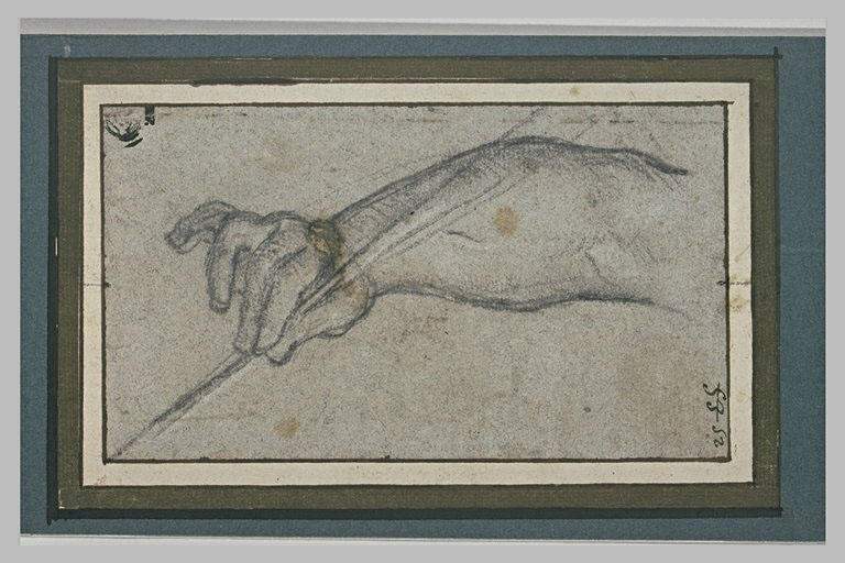 Une étude de main tenant une plume