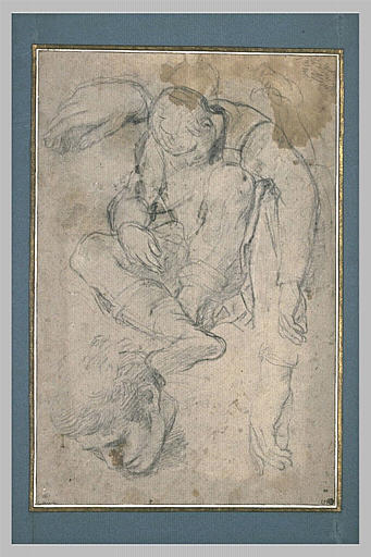 Etude d'homme assis avec reprise du visage et des mains