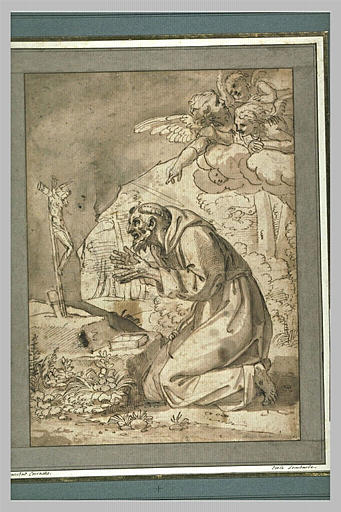 Saint François d'Assise devant un crucifix