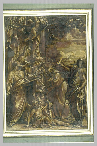 Vierge à l'Enant devant les saints Jean, Matthieu et François d'Assise