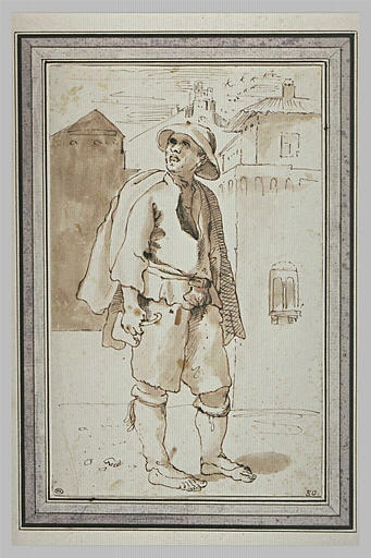 Ramoneur passant dans les rues d'une ville