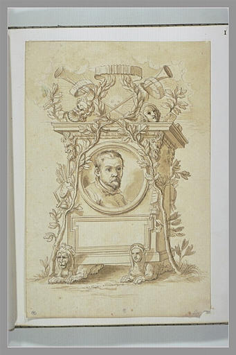 Titre d'ouvrage orné du portrait d'Annibale Carracci