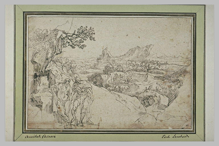 Le Christ tenté par le Démon, dans un vaste paysage