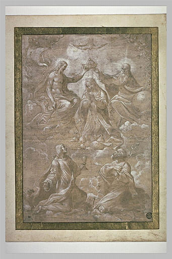 Le couronnement de la Vierge avec saint Joseph et saint Jean l'Evangéliste