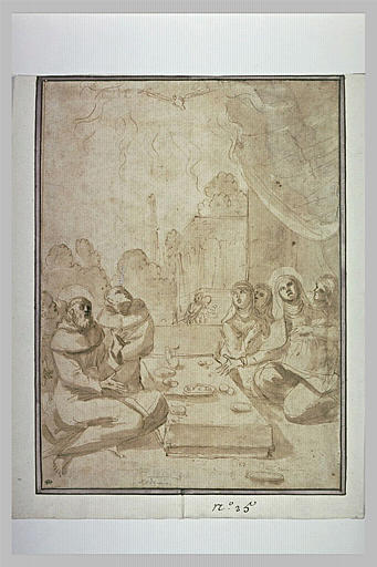 Saint François et sainte Scholastique faisant un frugal repas