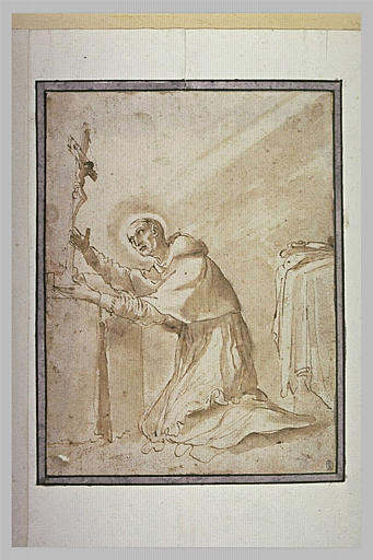Saint Charles Borromée en prière devant le crucifix