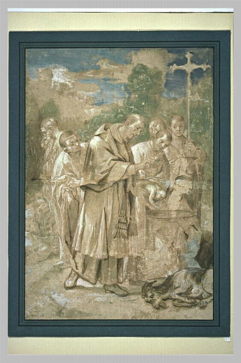 Saint Charles Borromée baptisant un enfant