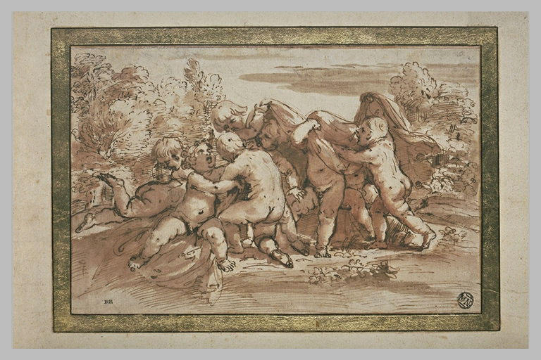Plusieurs enfants jouant ensemble dans un paysage