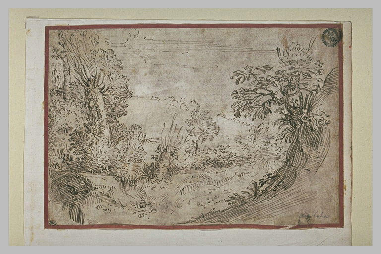 Paysage avec des bosquets d'arbres et d'arbustes