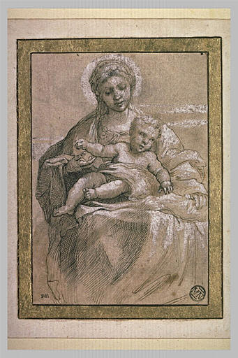 La Vierge assise avec l'Enfant Jésus sur les genoux