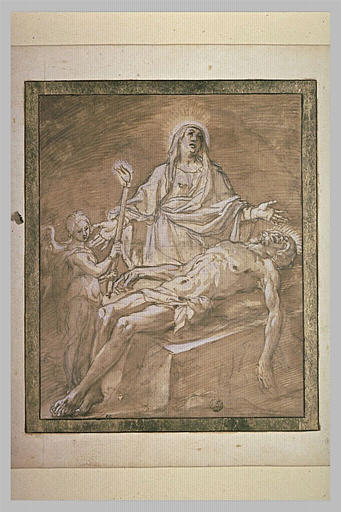 Le Christ mort, étendu sur la pierre, pleuré par la Vierge