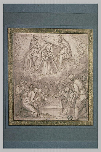 Apôtres près du tombeau vide de la Vierge et le Couronnement de la Vierge